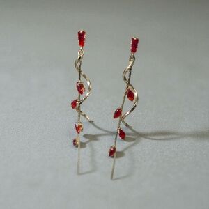 Chic Red and Gold Swirl Earrings
